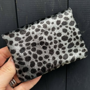 Leather Purse - Metallic Grey Cheetah